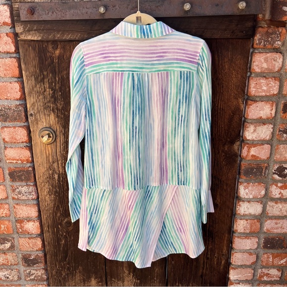 Soft Surroundings Cia Gauze Multicolor Striped Blouse Sz S - Picture 7 of 11